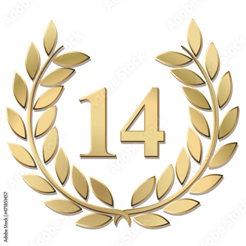 3D gold laurel wreath 14 vector isolated on a white background