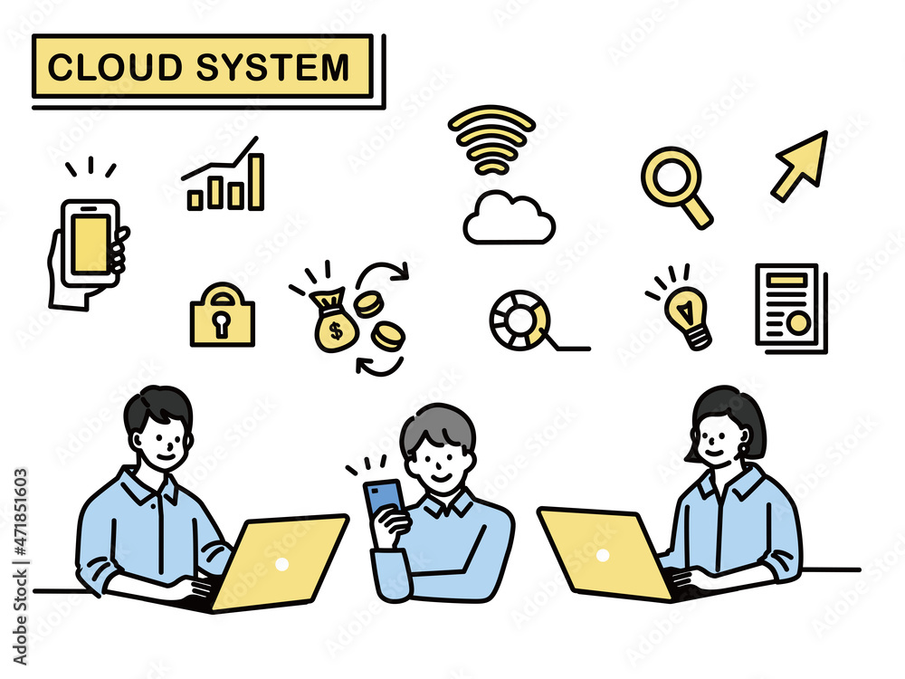 インターネットサービスを利用するイラスト セキュリティ 投資 クリエイティブ 管理 パソコン スマホ Illustrations Using Internet Services Security Investment Creative Computer Smartphone Stock Vector Adobe Stock