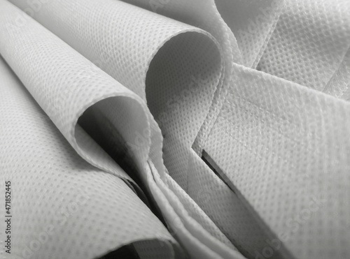 rough texture of white polypropylene fabric.  photo