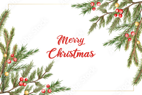 Watercolor merry christmas background