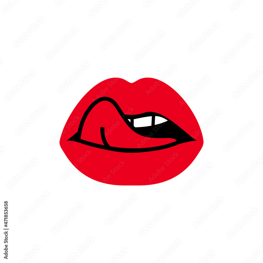 Female licking sexy lips, mouth with tongue Female licking sexy lips, mouth with tongue