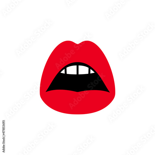 Sexy woman red lips, female open beauty mouth