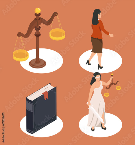 legal juridical four icons