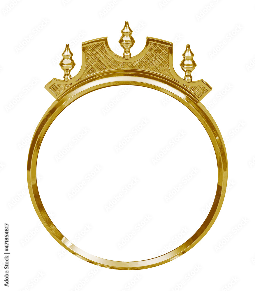 Golden round frame for paintings, mirrors or photo isolated on white background. Design element with clipping path Golden round frame for paintings, mirrors or photo isolated on white background. Design element with clipping path