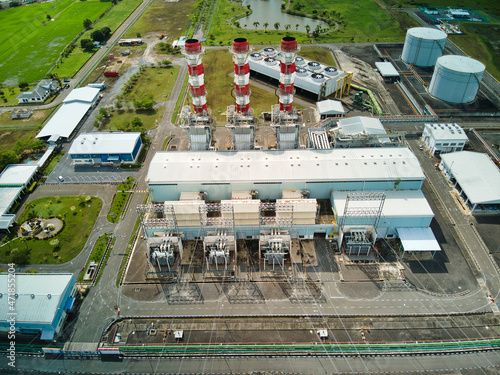 Gas fired power plant , aerial view