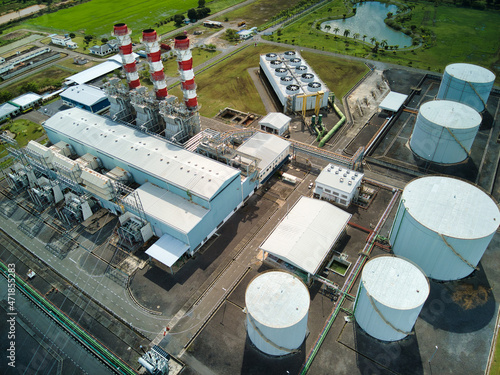 Aerial view Gas fired power plant 