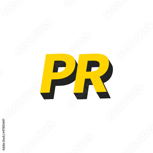 PR logo. Public Relations 3D icon