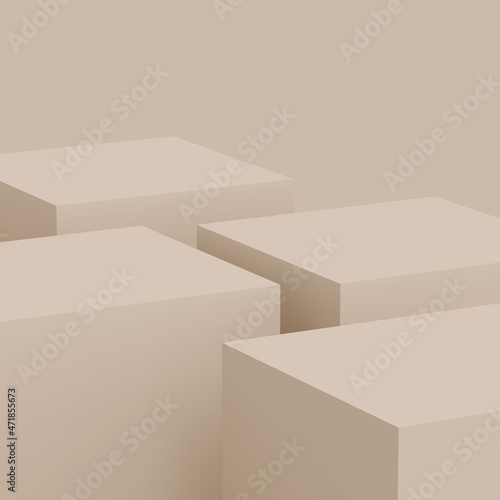 Abstract 3d brown cube podium scene studio background.