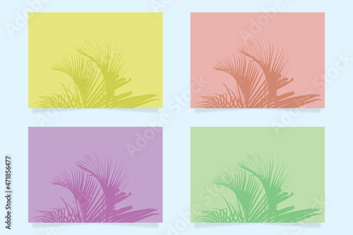 Palm leaf vector ornament in 4 color variants
