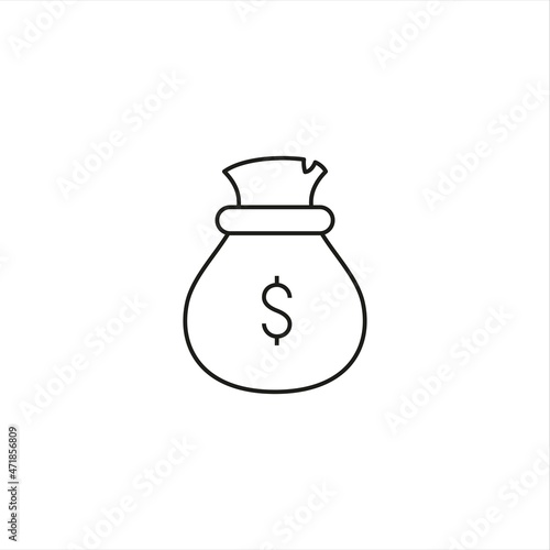 budget sack of money single icon line style graphic design vector