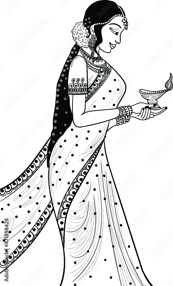 Indian diwali festival holiday sketch for your Vector Image