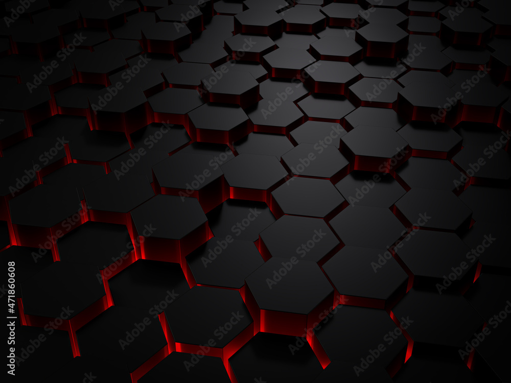 Background Abstract wallpaper Hexagon Red light. 3D Scene Background Abstract wallpaper Hexagon Red light. 3D Scene