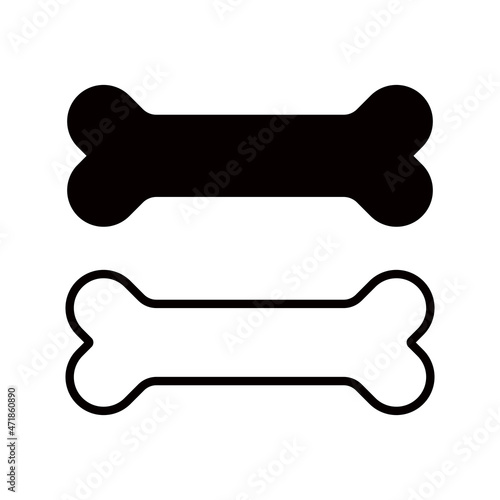 Dog bone vector icon. Cartoon icon with black dog bone on white background. Isolated vector illustration.
