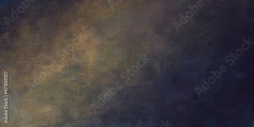 油絵抽象アート背景）ソフトなグラデーションのダーク横長バナー 夜 闇と光 ナチュラル ドライな質感