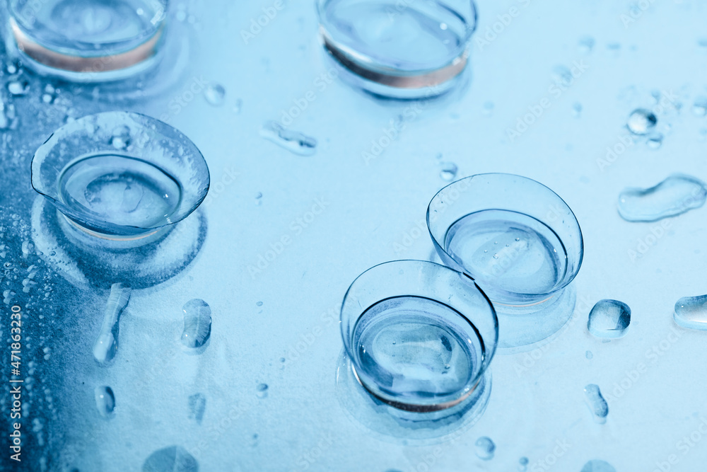 contact lenses with droplets around close up view - Image contact lenses with droplets around close up view - Image