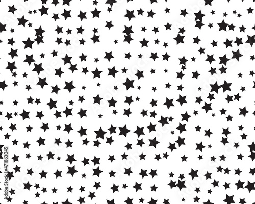 Seamless pattern with black stars on a white background