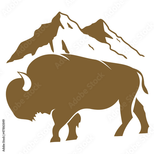 mountain buffalo vector icon logo suitable for travel and climbing