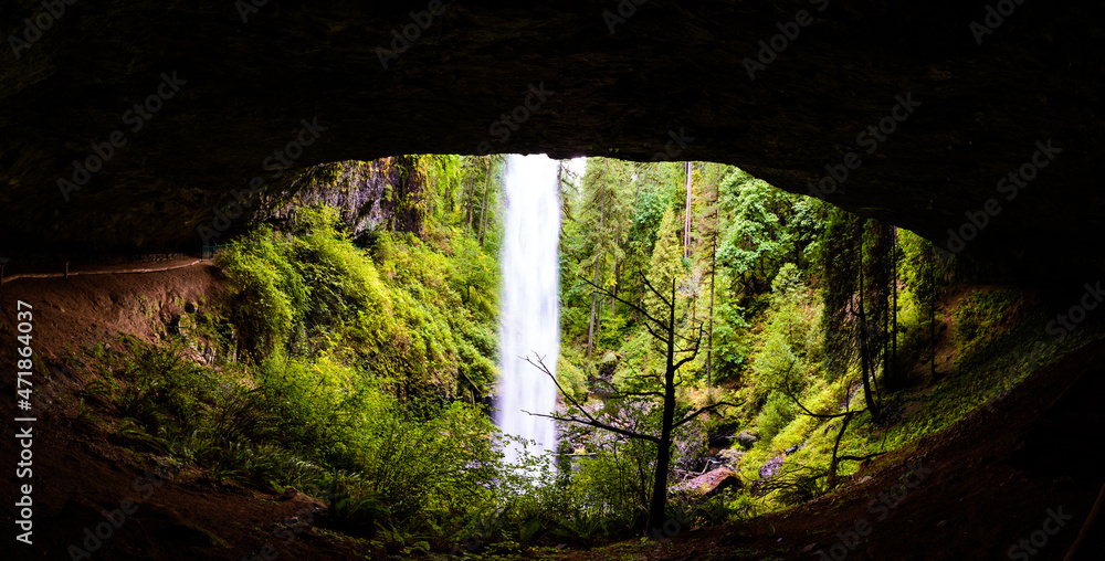 Cave behind north falls in silver falls state park Cave behind north falls in silver falls state park