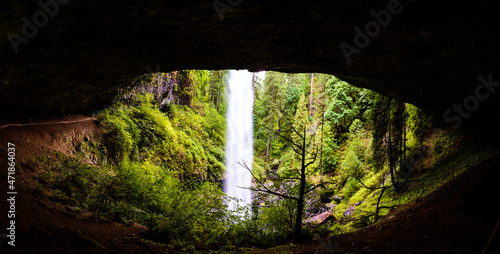 Cave behind north falls in silver falls state park