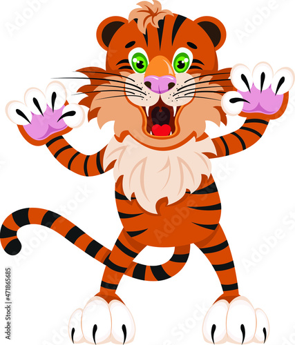 cartoon funny rampant small tiger 