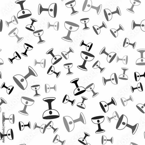 Black Christian chalice icon isolated seamless pattern on white background. Christianity icon. Happy Easter. Vector