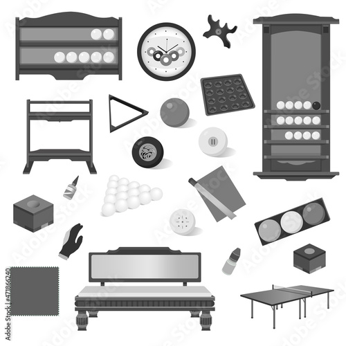 Billiard vector black and white icons set, vector illustration billiard accessories. Snooker,billiard and sport icons can be used for mobile ,web