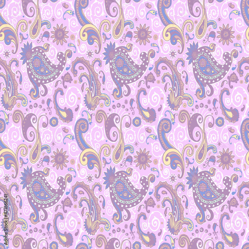 Hand drawn Pastel Paisley Seamless Pattern for kids design, party, anniversary, birthday. Design for banner, poster, card, invitation and scrapbook