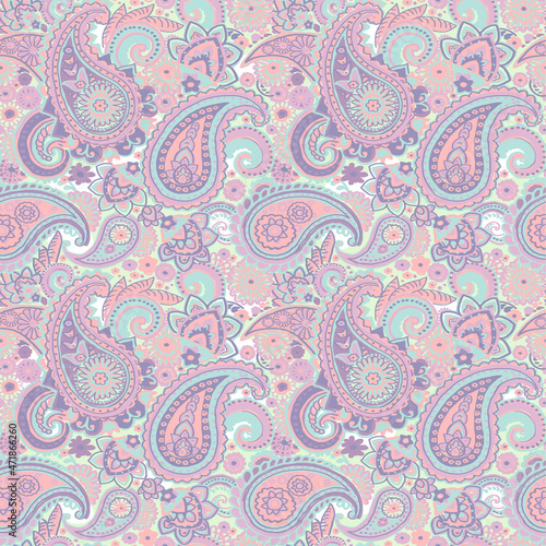 Hand drawn Pastel Paisley Seamless Pattern for kids design  party  anniversary  birthday. Design for banner  poster  card  invitation and scrapbook