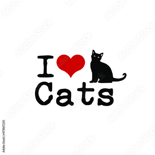 I love cats vector illustration.