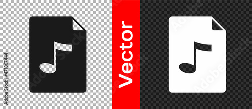 Black MP3 file document. Download mp3 button icon isolated on transparent background. Mp3 music format sign. MP3 file symbol. Vector