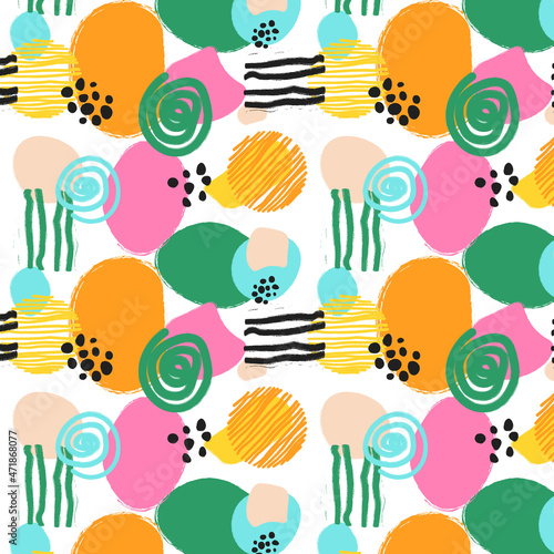 Hand drawn brush pattern background with abstract shape.
