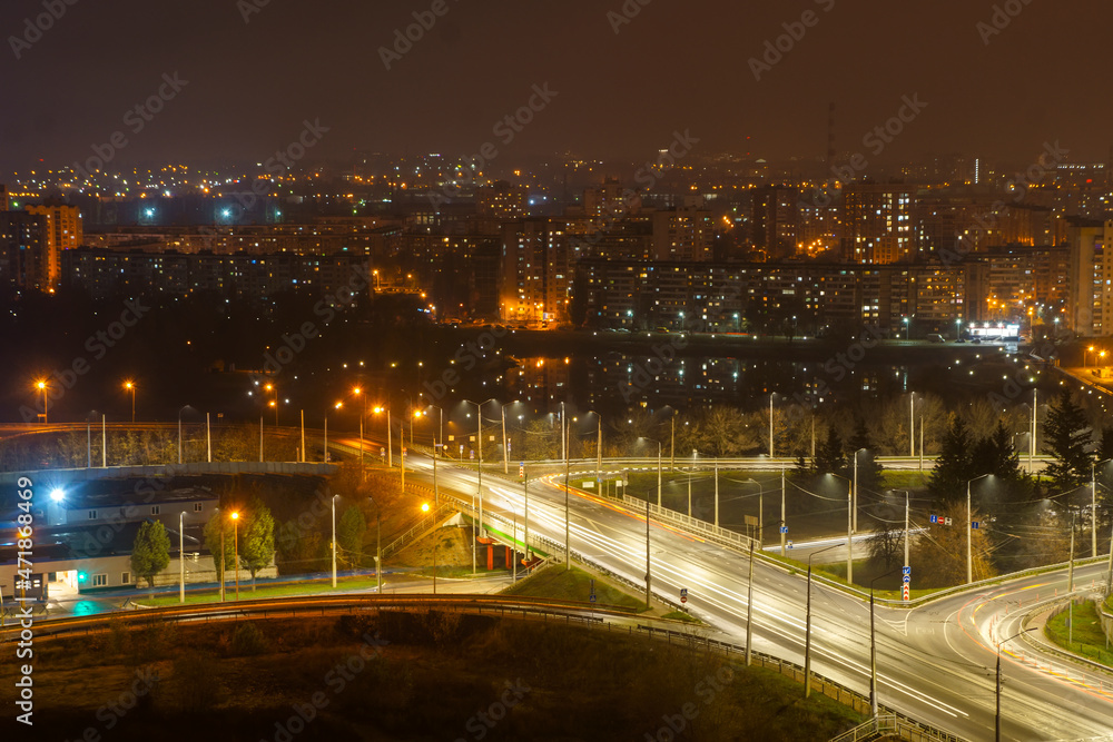 Fototapeta premium cityscape night city top view