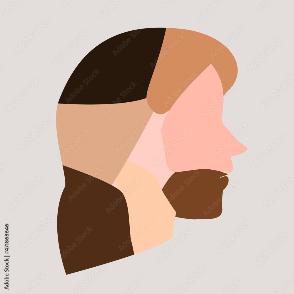 woman face with different skin color woman face with different skin color