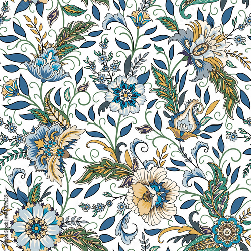 Seamless pattern with decorative flowers
