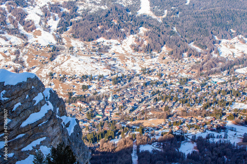 Cortina d'Ampezzo winter town view