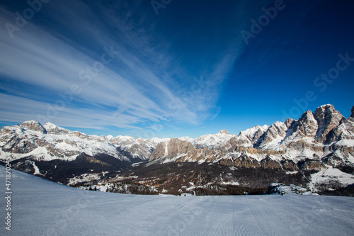 Dolomities winter mountains ski resort