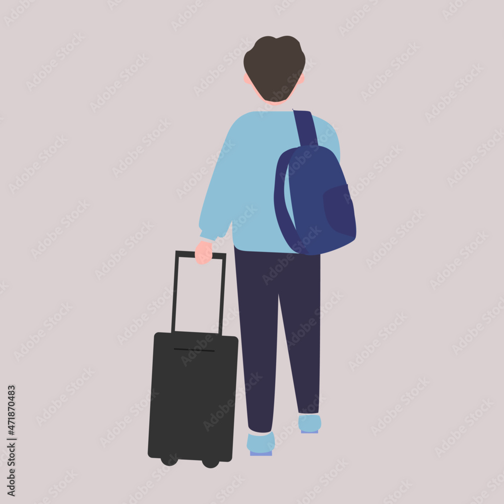 a man goes with luggage a man goes with luggage