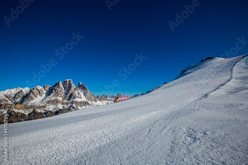 Dolomities winter mountains ski resort photo