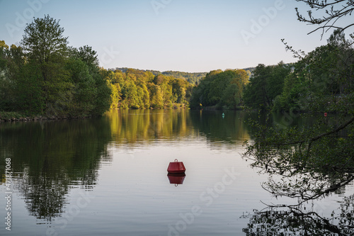 Springtime at the River Ruhr between Kettwig and Werden in Essen, North Rhine-Westphalia, Germany photo