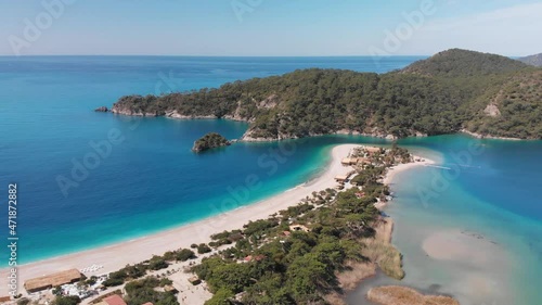 Wallpaper Mural Aerial flying Oludeniz beach and lagoon Beautiful bay, crystal blue water Turkey Torontodigital.ca
