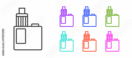 Black line Vape mod device icon isolated on white background. Vape smoking tool. Vaporizer Device. Set icons colorful. Vector