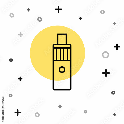 Black line Vape mod device icon isolated on white background. Vape smoking tool. Vaporizer Device. Random dynamic shapes. Vector