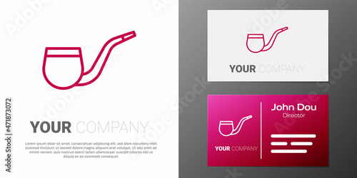 Logotype line No pipe smoking icon isolated on white background. Dont smoke. Tobacco pipe. Logo design template element. Vector