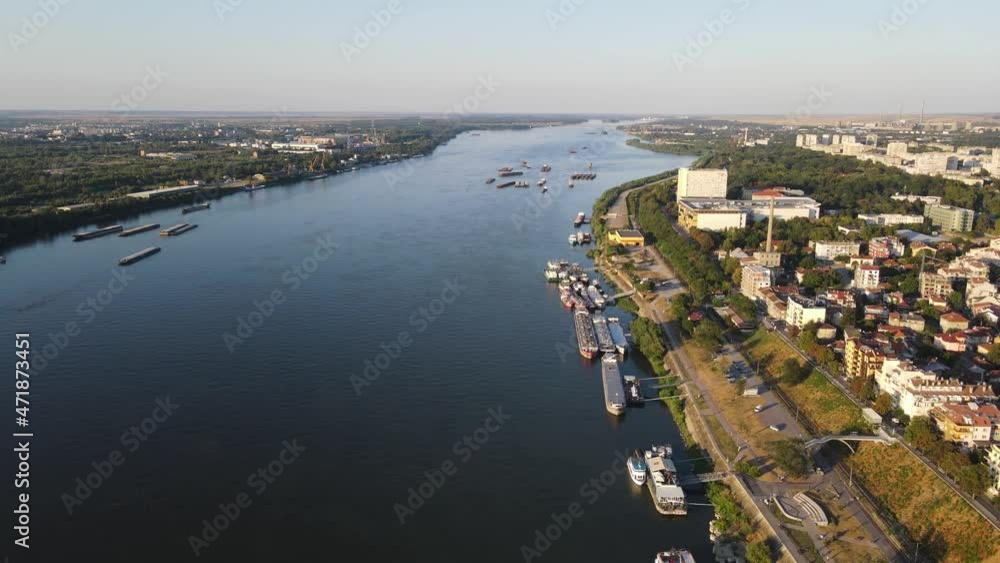 Amazing Aerial view of Danube River and City of Ruse, Bulgaria Amazing Aerial view of Danube River and City of Ruse, Bulgaria
