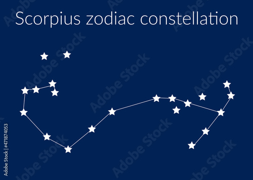 Scorpion zodiac constellation sign with stars on blue background of cosmic sky