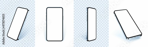3d mobile phone mockup isolated with white screen.