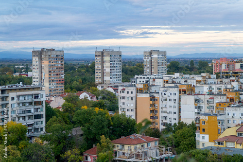 Panoramica, panoramic, vista, view, paisaje, landscape o skyline de la ciudad de Plovdiv, pais de Bulgaria © Alvaro Martin