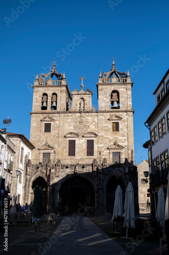 View of the Cathedral of Braga in the city of Braga, Portugal.