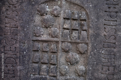 Medieval stone in historical center of Braga, Portugal.