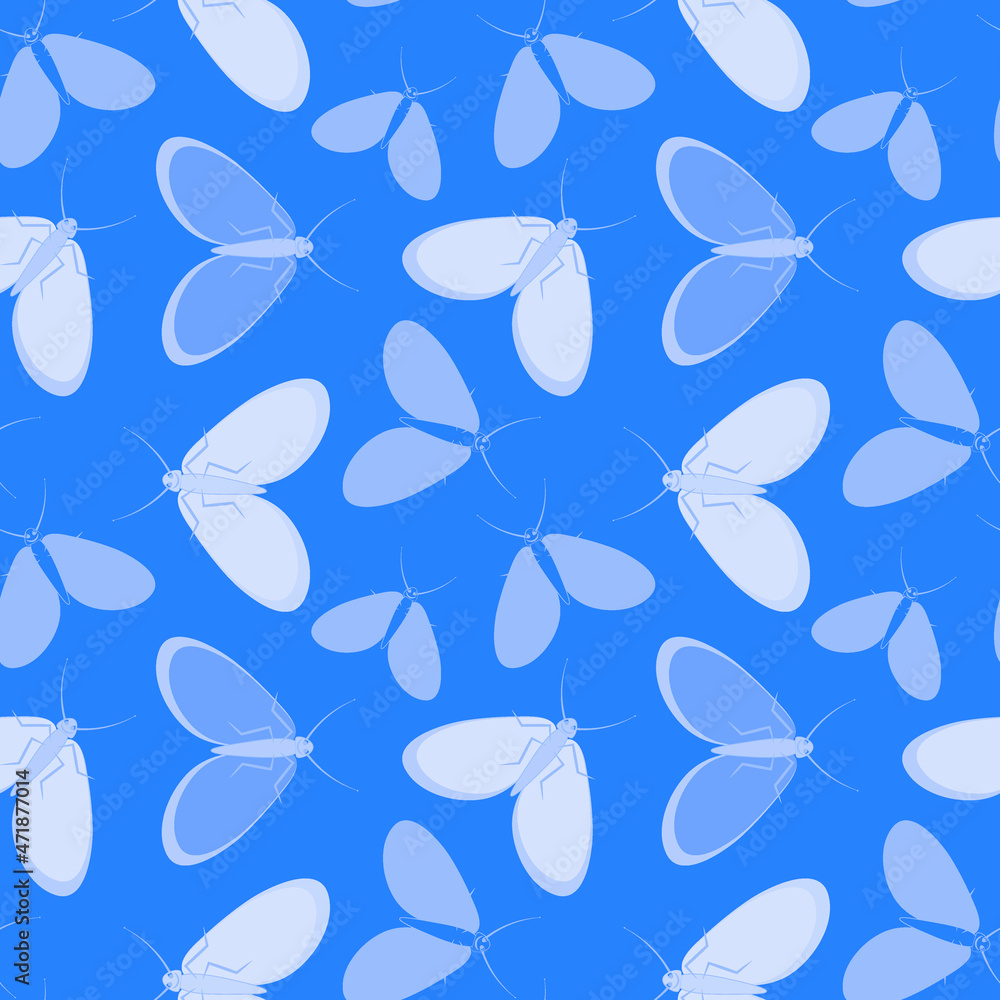 Seamless pattern - stylized moths - graphics. Summer, insects, unbearable ease of life. Wallpapers, textiles, packaging